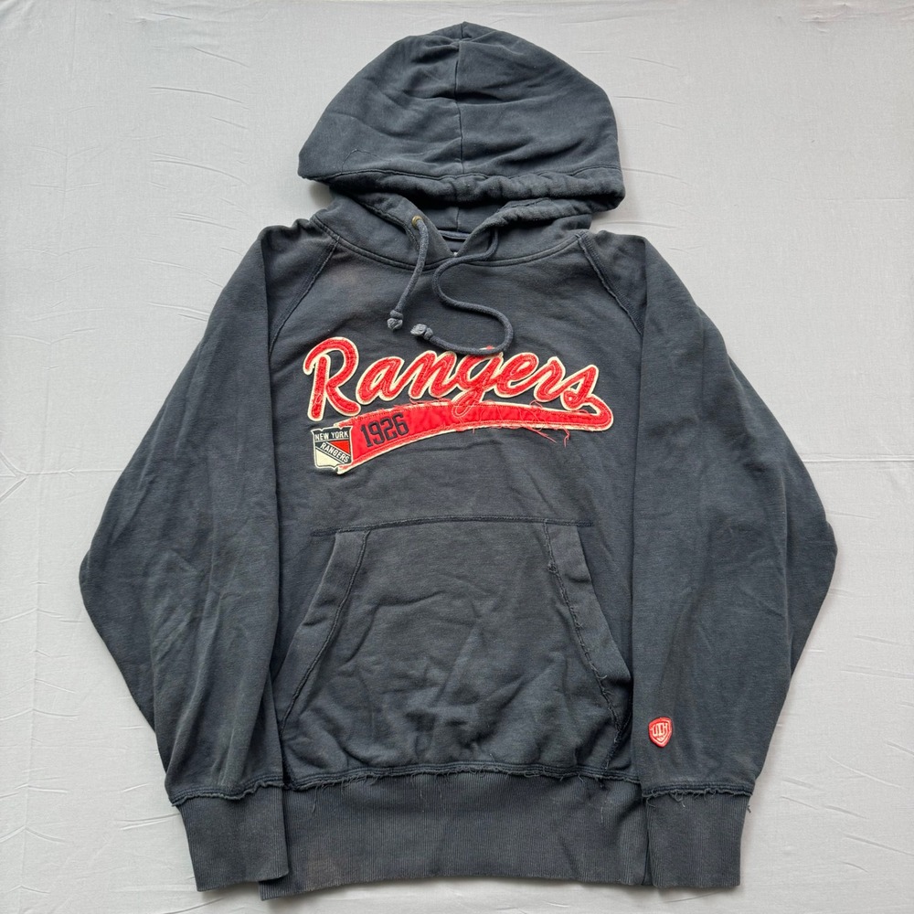 Old Time Hockey NY Rangers Hoodie Small Loge Collection Grey NHL Sweatshirt